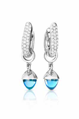 Signature Hoop Oorringen Medium in witgoud met diamanten pavé