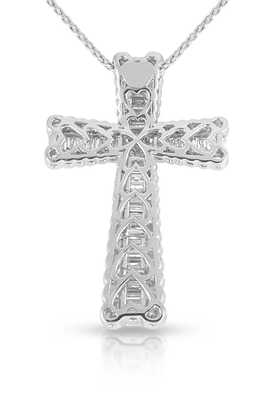 White gold cross with diamond brilliant and baguettes