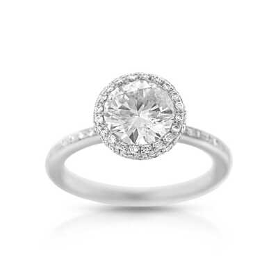 Solitair 1.49 ct I/P2 met 102 brilliants