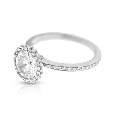 Solitair 1.49 ct I/P2 met 102 brilliants