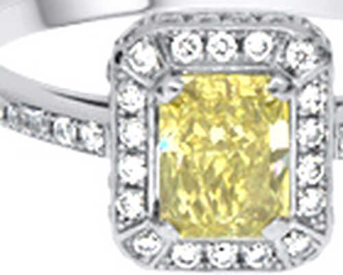 Entourage in platinum with a yellow diamond and 56 brilliants