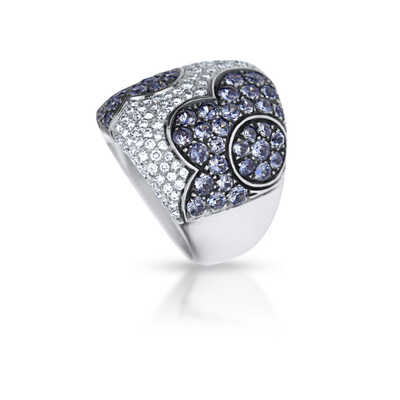 Pasquale Bruni ring in white gold with diamonds and blue sapphires