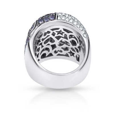 Pasquale Bruni ring in white gold with diamonds and blue sapphires