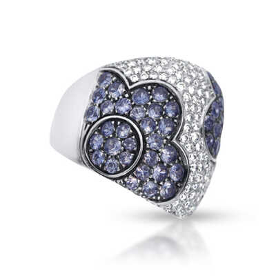 Pasquale Bruni ring in white gold with diamonds and blue sapphires
