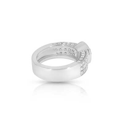 White gold ring 18 kt with amethyst and brilliants