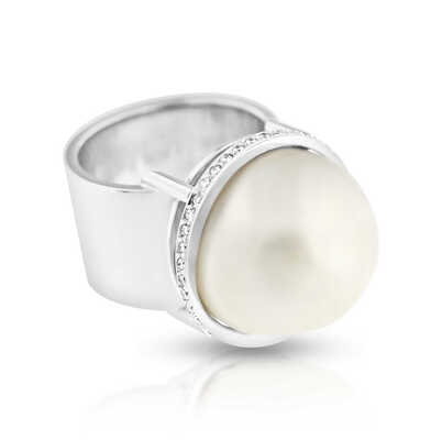 White gold ring met South-Sea pearl