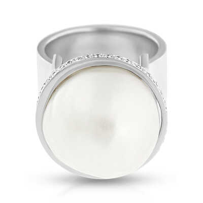 White gold ring met South-Sea pearl