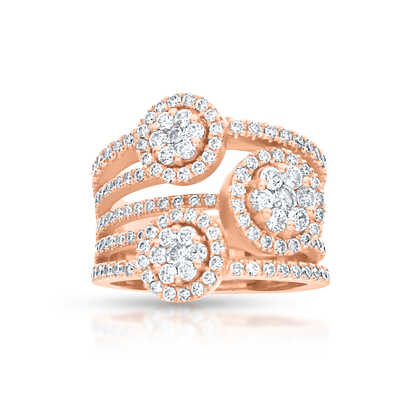 Ring in pink gold set with 158 brilliant-cut diamonds in 5 rows