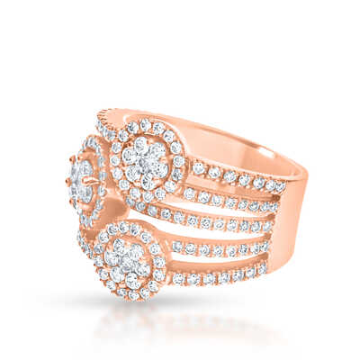 Ring in pink gold set with 158 brilliant-cut diamonds in 5 rows