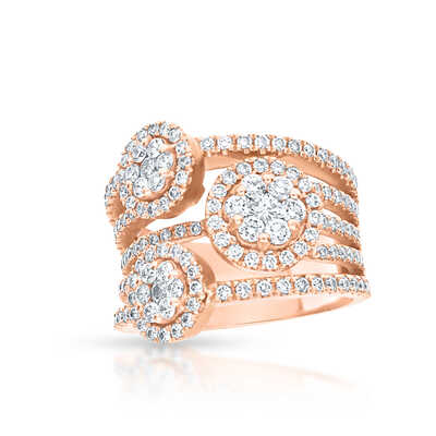 Ring in pink gold set with 158 brilliant-cut diamonds in 5 rows