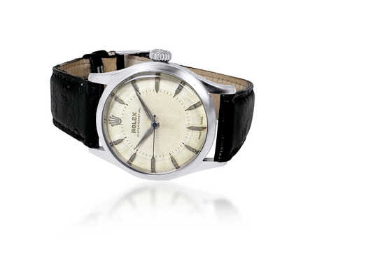 Rolex Vintage staal op leder 33.5 mm Aut