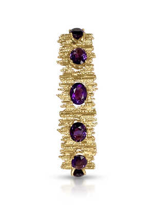 Yellow gold vintage bracelet with 11 oval amethysts
