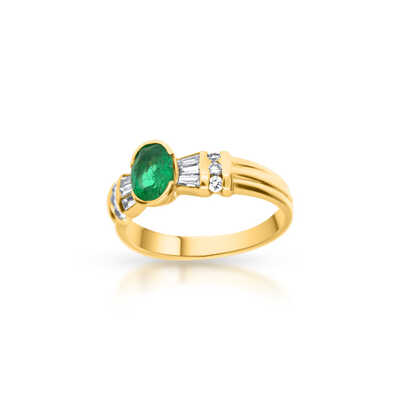 Bague or blanc avec rubis et 12 brilj