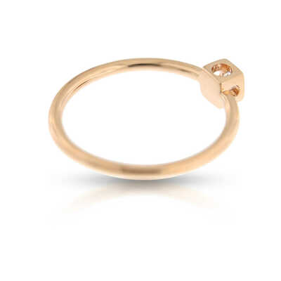 Le Cube Diamant roze gouden ring met 1 briljant